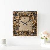 Horloge Carrée Fleur Art Déco (Maison)