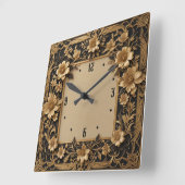 Horloge Carrée Fleur Art Déco (Angle)