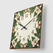 Horloge Carrée Fleur Art Déco (Angle)