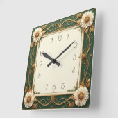 Horloge Carrée Fleur Art déco (Angle)