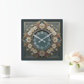 Horloge Carrée Fleur Art déco (Maison)