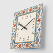 Horloge Carrée Fleur Art Déco (Angle)