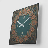 Horloge Carrée Fleur Art déco (Angle)