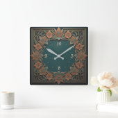 Horloge Carrée Fleur Art déco (Maison)