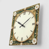 Horloge Carrée Fleur Art Déco (Angle)