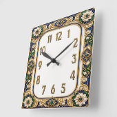 Horloge Carrée Fleur Art Déco (Angle)