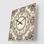 Horloge Carrée Fleur Art Déco (Angle)