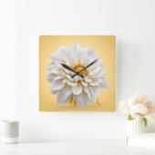 Horloge Carrée 🤍 Fleur blanche 3D Élégante Décoration (Maison)