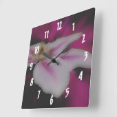 Horloge Carrée Fleur Clematis blanche (Angle)