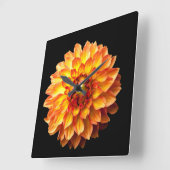 Horloge Carrée Fleur Dahlia florale (Angle)