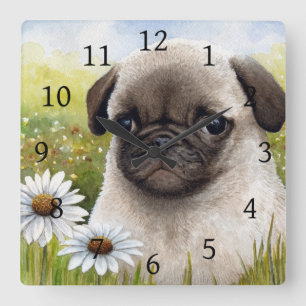 Horloge Carrée Fleur Daisy Carlin Dog 114