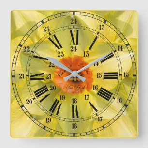 Horloge Carrée Fleur de 24 heures