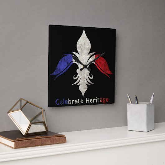 Horloge Carrée Fleur de lis (Bureau)