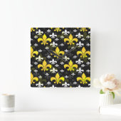 Horloge Carrée Fleur De Lis Blanc Jaune (Maison)