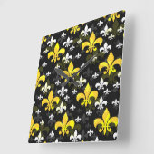 Horloge Carrée Fleur De Lis Blanc Jaune (Angle)