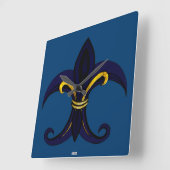 Horloge Carrée Fleur de Lis Blue (Angle)
