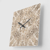 Horloge Carrée Fleur de lis Ornement - or pastel (Angle)