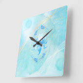 Horloge Carrée Fleur de Lotus sarcelle Azure Bloom (Angle)