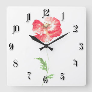 Horloge Carrée Fleur de pavot sauvage
