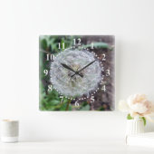 Horloge Carrée fleur de pissenlit (Maison)