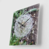 Horloge Carrée fleur de pissenlit (Angle)