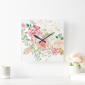 Horloge Carrée fleur de printemps (Maison)
