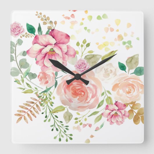 Horloge Carrée fleur de printemps (Recto)