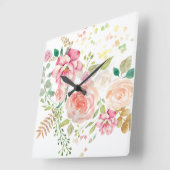 Horloge Carrée fleur de printemps (Angle)