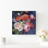 Horloge Carrée Fleur de printemps fraîche coupée (Maison)