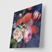 Horloge Carrée Fleur de printemps fraîche coupée (Angle)