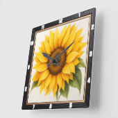 Horloge Carrée Fleur de soleil géante Fleur jaune (Angle)