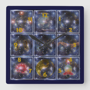 Horloge Carrée FLEUR DE VIE / Blume des Lebens - univers