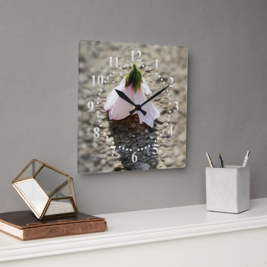 Horloge Carrée Fleur d'échecs (Bureau)