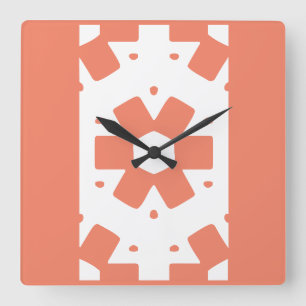 Horloge Carrée Fleur décorative géométrique
