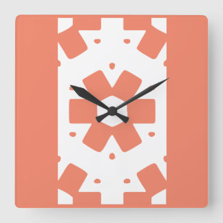 Horloge Carrée Fleur décorative géométrique