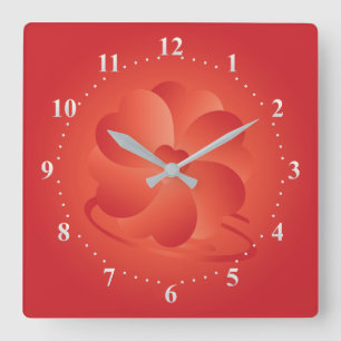 Horloge Carrée Fleur des coeurs