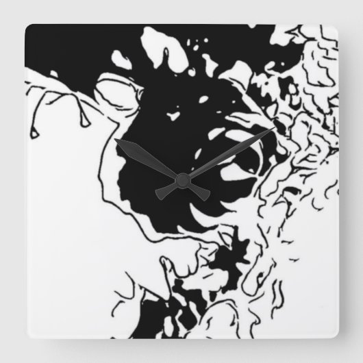 Horloge Carrée Fleur Doodle (Recto)