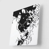 Horloge Carrée Fleur Doodle (Angle)
