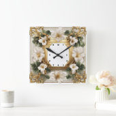 Horloge Carrée Fleur élégante Art Déco (Maison)