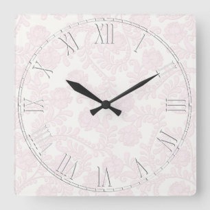 Horloge Carrée Fleur élégante de rose et blanche florale
