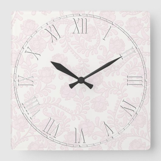 Horloge Carrée Fleur élégante de rose et blanche florale (Recto)