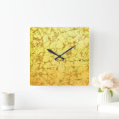 Horloge Carrée Fleur jaune (Maison)