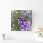 Horloge Carrée Fleur lilas (Maison)