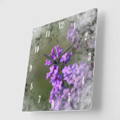 Horloge Carrée Fleur lilas (Angle)