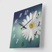Horloge Carrée Fleur marguerite (Angle)
