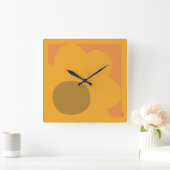Horloge Carrée Fleur orange Abstraite (Maison)