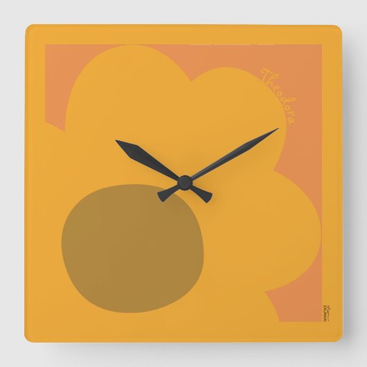Horloge Carrée Fleur orange Abstraite (Recto)