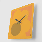 Horloge Carrée Fleur orange Abstraite (Angle)