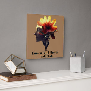 Horloge Carrée Fleur Pétale Humaine Conception unique pour -