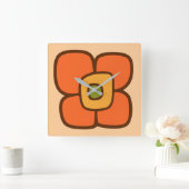 Horloge Carrée Fleur rétro printanière (Maison)
